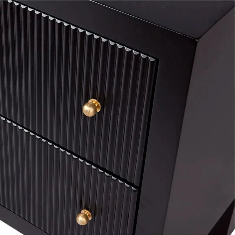JAYLA SMALL BLACK 2-DRAWER BEDSIDE TABLE - MyChocolateWood