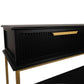MORETTI 2-DRAWER CONSOLE TABLE/HALL TABLE SATIN BLACK  & GOLD SMALL - MyChocolateWood