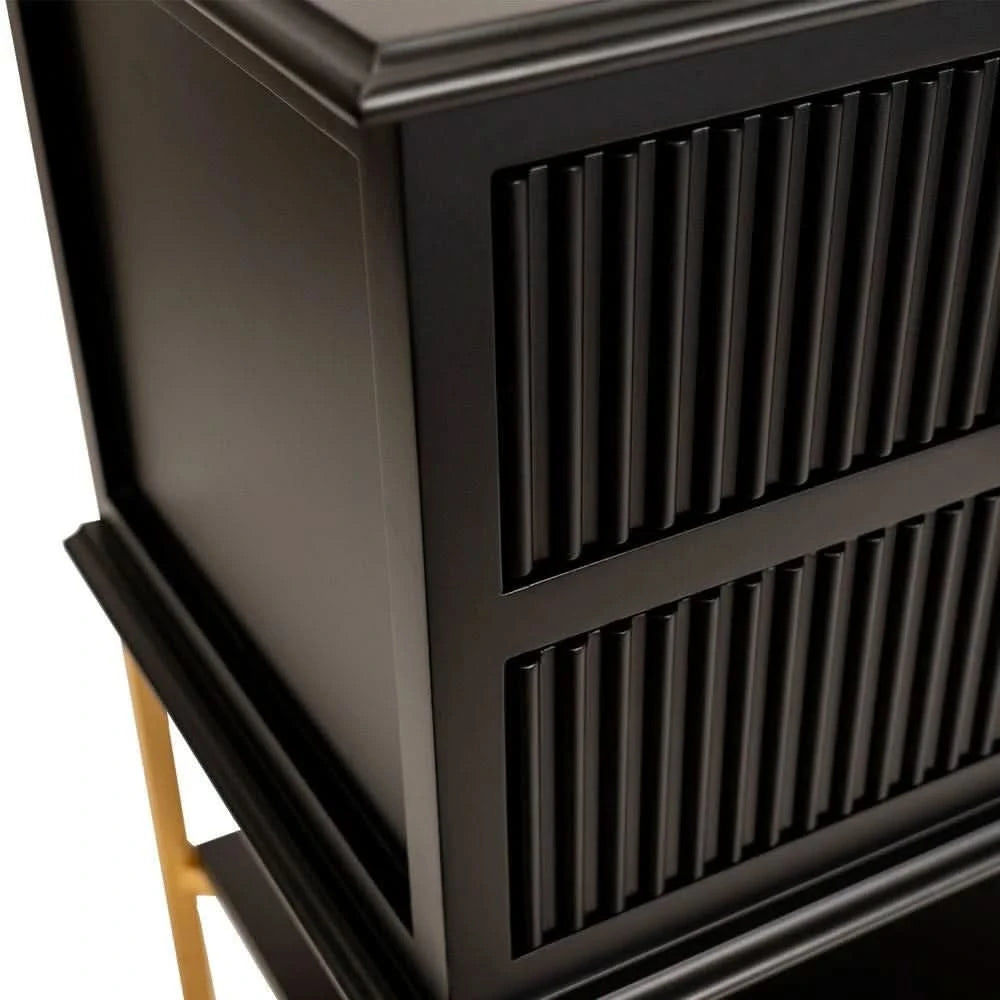 MORETTI 2-DRAWER BEDSIDE TABLE SATIN BLACK/GOLD LARGE - MyChocolateWood