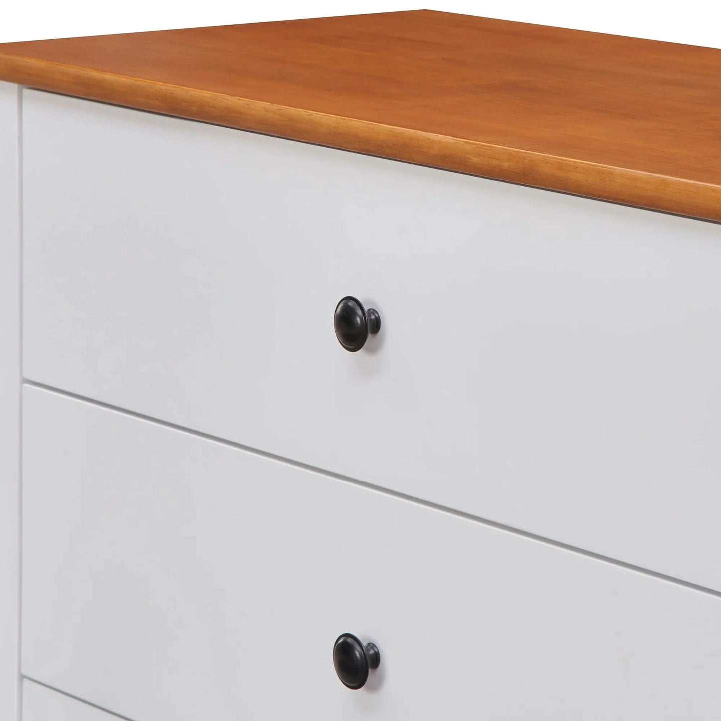 Pippa Rubberwood 4-Drawer Tallboy/Chest of Drawers White/Mid-Brown