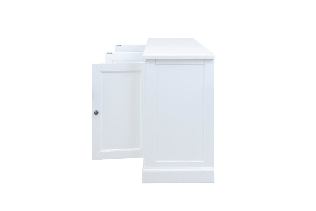 BRETTON ACACIA TIMBER 4 DOOR BUFFET/SIDEBOARD WHITE