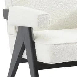 LAYTON WHITE/BLACK BOUCLE ARMCHAIR - MyChocolateWood