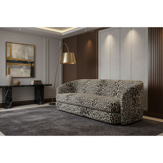 ROSQUIN 3-SEATER LEOPARD CHENILLE FABRIC SOFA - MyChocolateWood