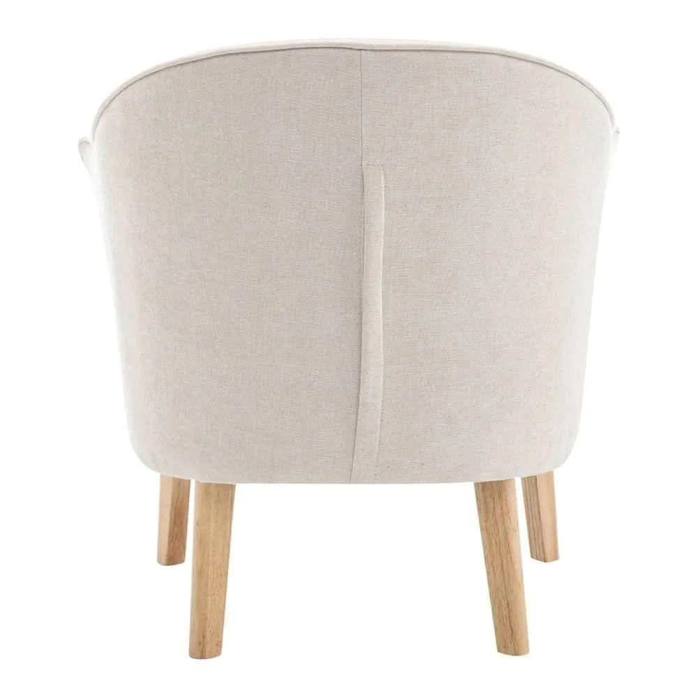 ELMORE CHENILLE FABRIC TUB CHAIR/OCCASIONAL CHAIR CREAM - MyChocolateWood