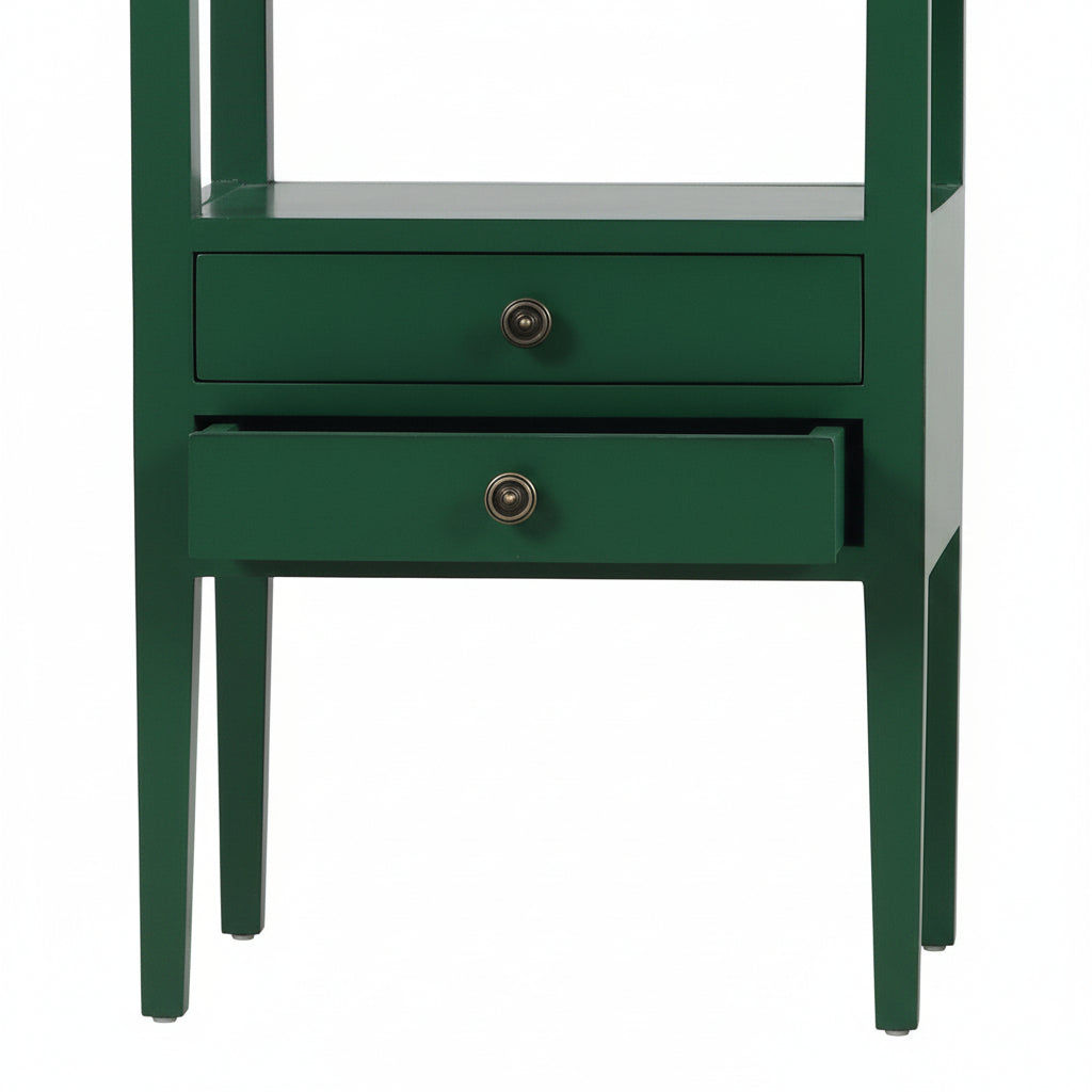Oatlands Mahogany 2-Drawer 1-Shelf Side Table / Lamp Table / Bedside Table Jade Green
