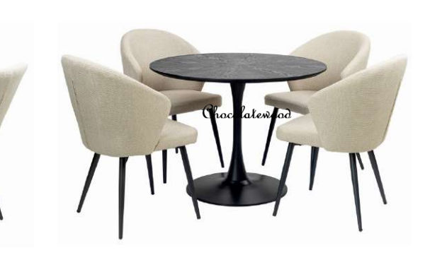 DARLA HAMPTON FABRIC DINING CHAIR BEIGE - MyChocolateWood