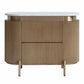 DENEUVE BEDSIDE TABLE ANTIQUE GOLD WITH CARRARA MARBLE TOP - MyChocolateWood