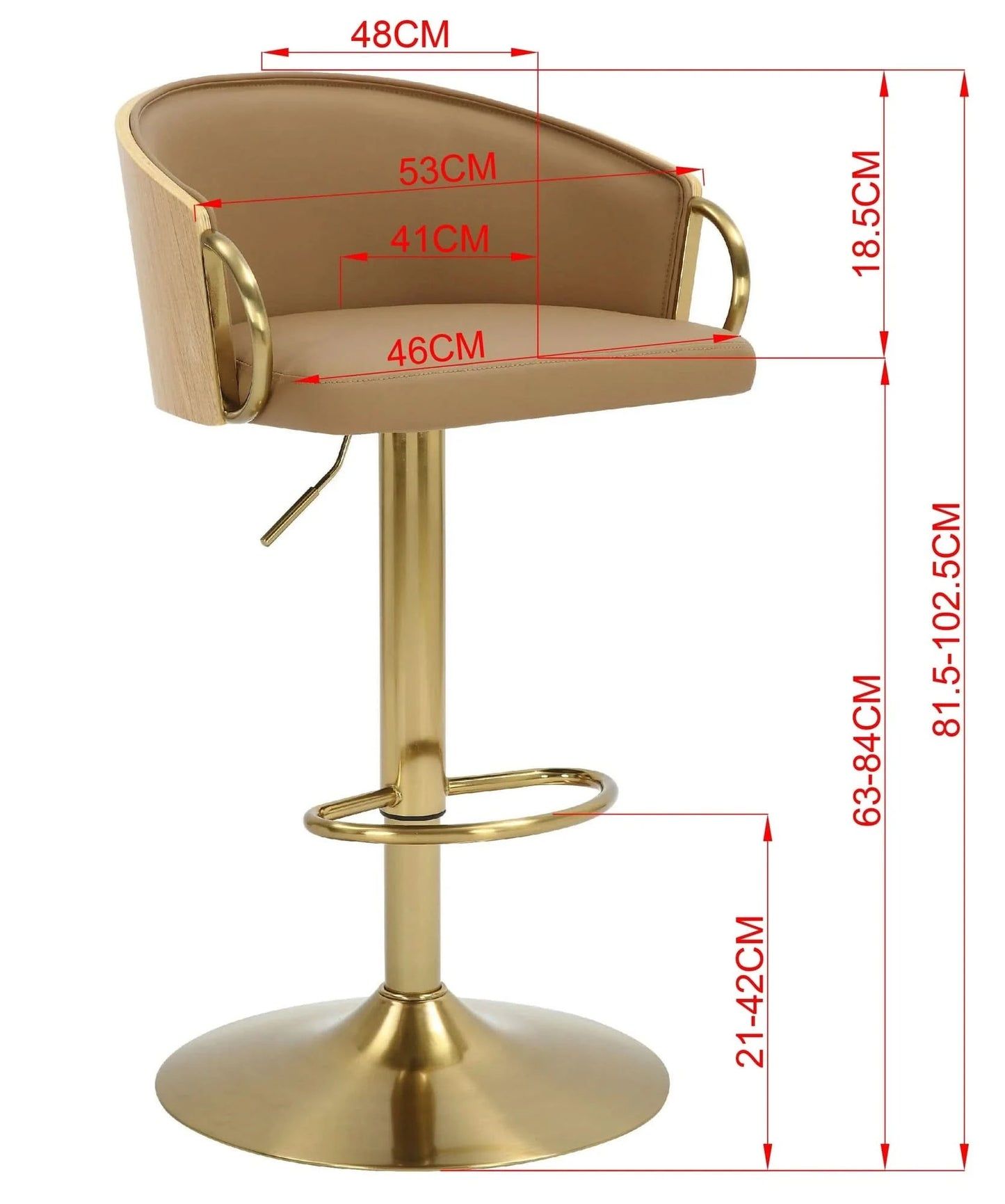 Cilla Gas Lift Swivel Bar Stool Gold