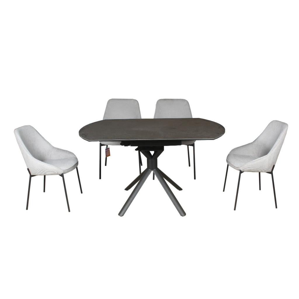 SKIPSEA SWIVEL EXTENSION CERAMIC GLASS DINING TABLE DARK GREY W:90-135CM - MyChocolateWood