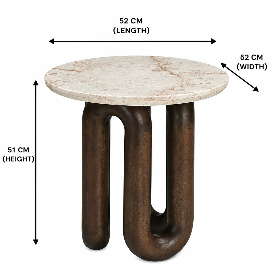 Kennedy Marble Top/Mango base Loop Side Table