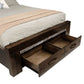 Heritage Malaysian Hardwood Bed with 2 Storage Drawers in Charcoal Grey - Chocolate Wood