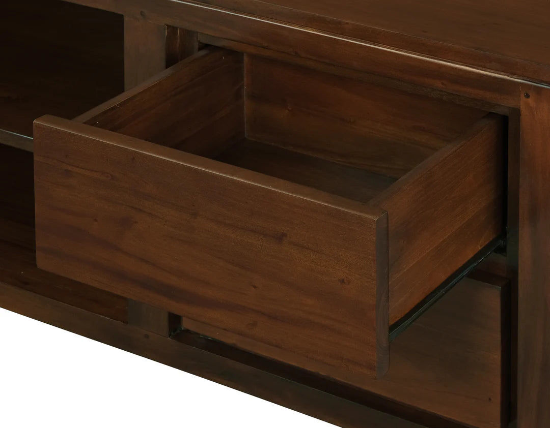 TANAKA SOLID MAHOGANY TV/ENTERTAINMENT UNIT 2000MM WITH 4 DRAWERS & 2 SHELVES IN MAHOGANY - MyChocolateWood