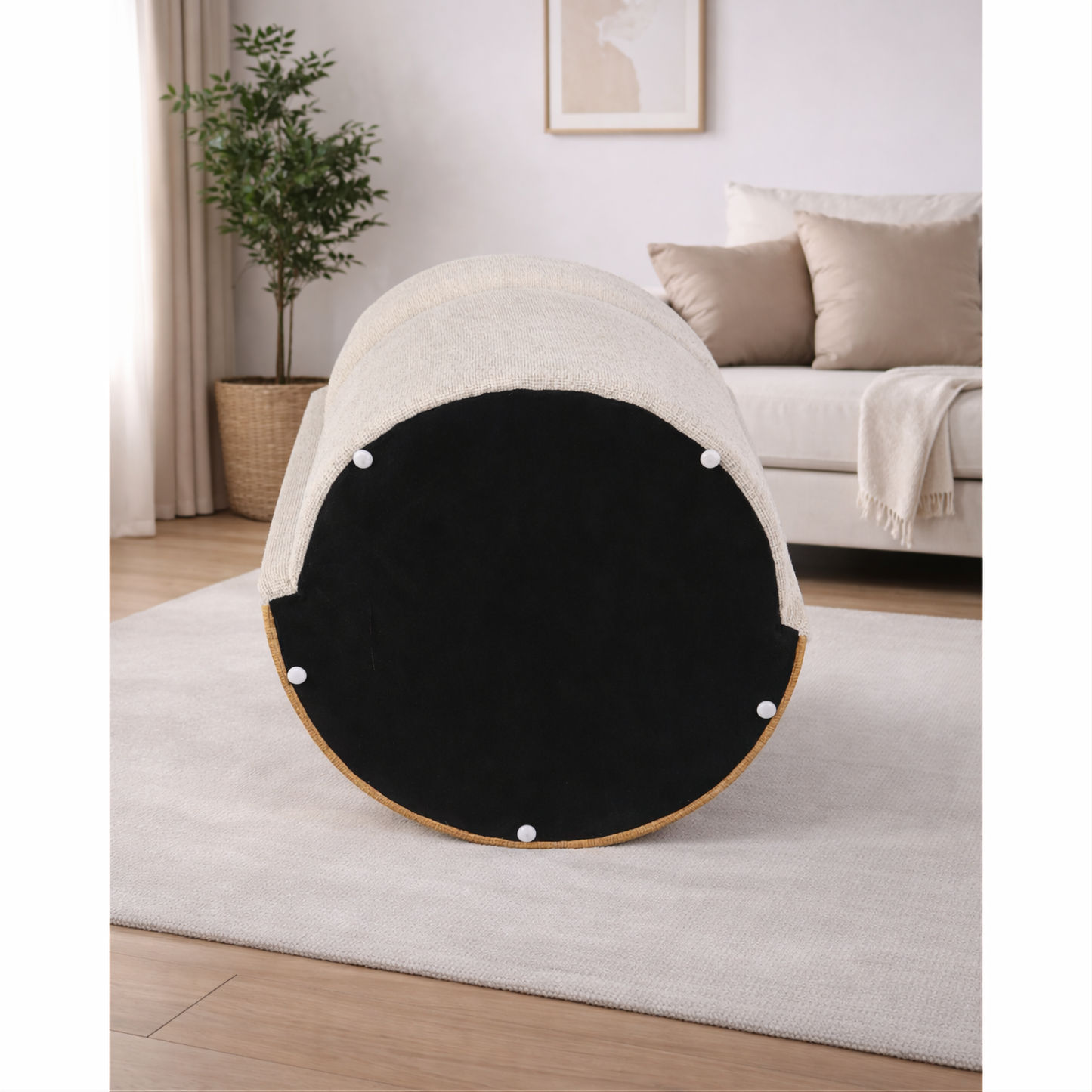 JYLAN FULL WHITE FABRIC ARMCHAIR ACCENT CHAIR - MyChocolateWood