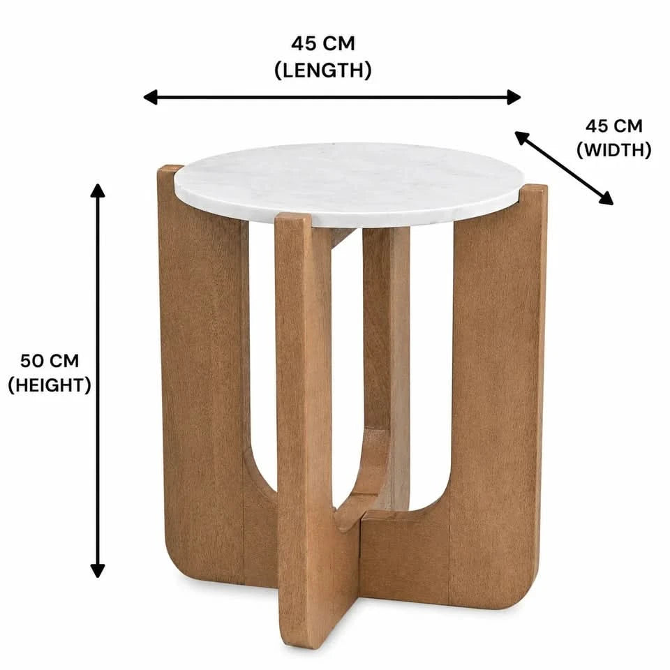 Nadia Mango Hardwood & Marble Lamp Table / Side Table