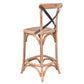 MALMO CROSS BACK OAK BAR STOOL WITH DARK METAL STRAPS - MyChocolateWood