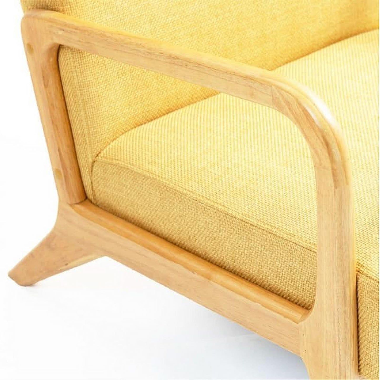 DAXTON ARMCHAIR ACCENT CHAIR - NATURAL RUBBERWOOD FRAME/YELLOW FABRIC
