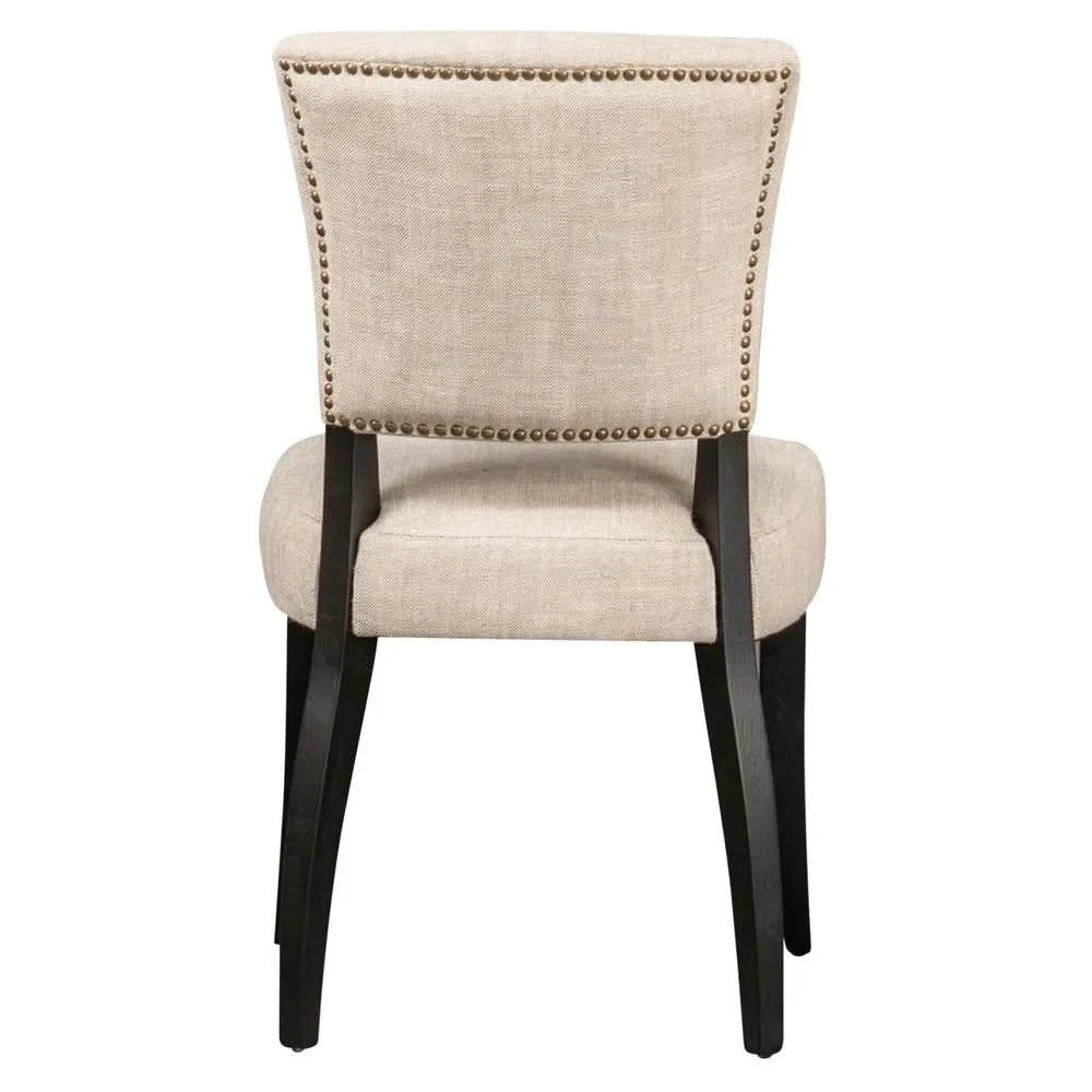 SET OF 2 CAVENDISH LINEN DINING CHAIR BEIGE/BLACK - MyChocolateWood