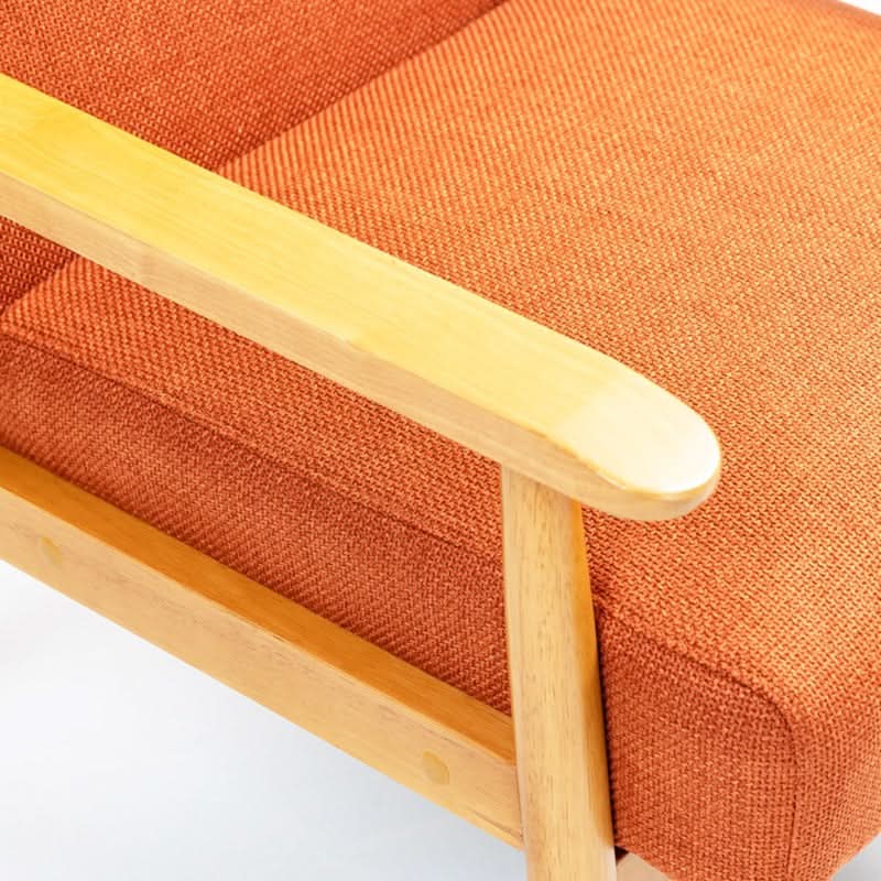 NESTA ARMCHAIR  ACCENT CHAIR - LIGHT BROWN RUBBERWOOD FRAME/ORANGE FABRIC - MyChocolateWood