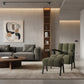 PELLERIN FABRIC ARMCHAIR & MATCHING STOOL DARK GREEN - MyChocolateWood
