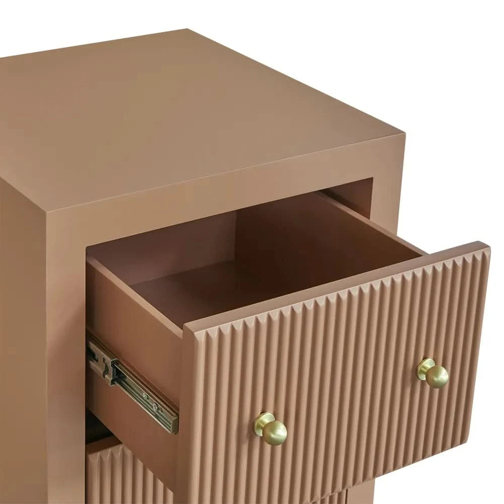 JAYLA PETITE BEIGE 2-DRAWER BEDSIDE TABLE - MyChocolateWood