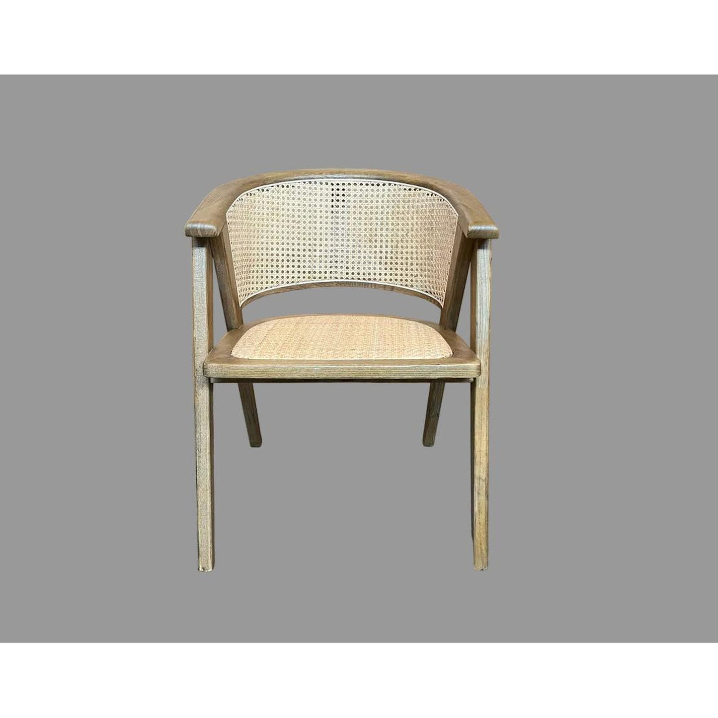 Ravella Solid Elmwood / Rattan Chair in Antique Natural - Chocolate Wood