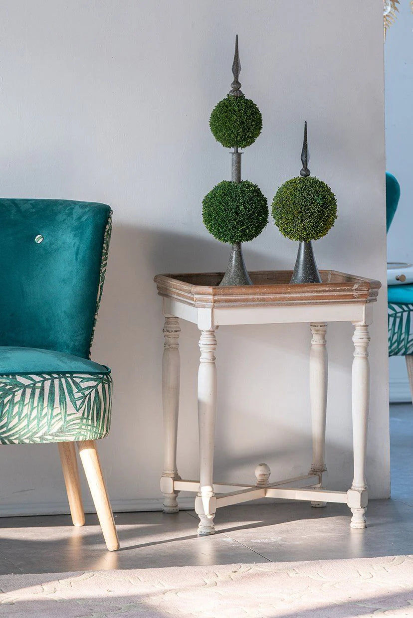 OWEN SHABBY SQUARE SIDE TABLE/LAMP TABLE/ACCENT TABLE - MyChocolateWood