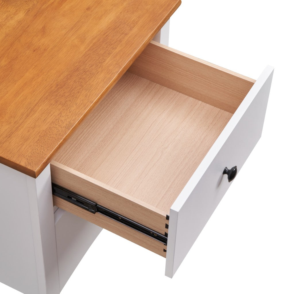 Pippa Rubberwood 2-Drawer Bedside Table White/Mid-Brown