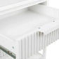 Moretti 2-Drawer Bedside Table Small in Satin White - Chocolate Wood