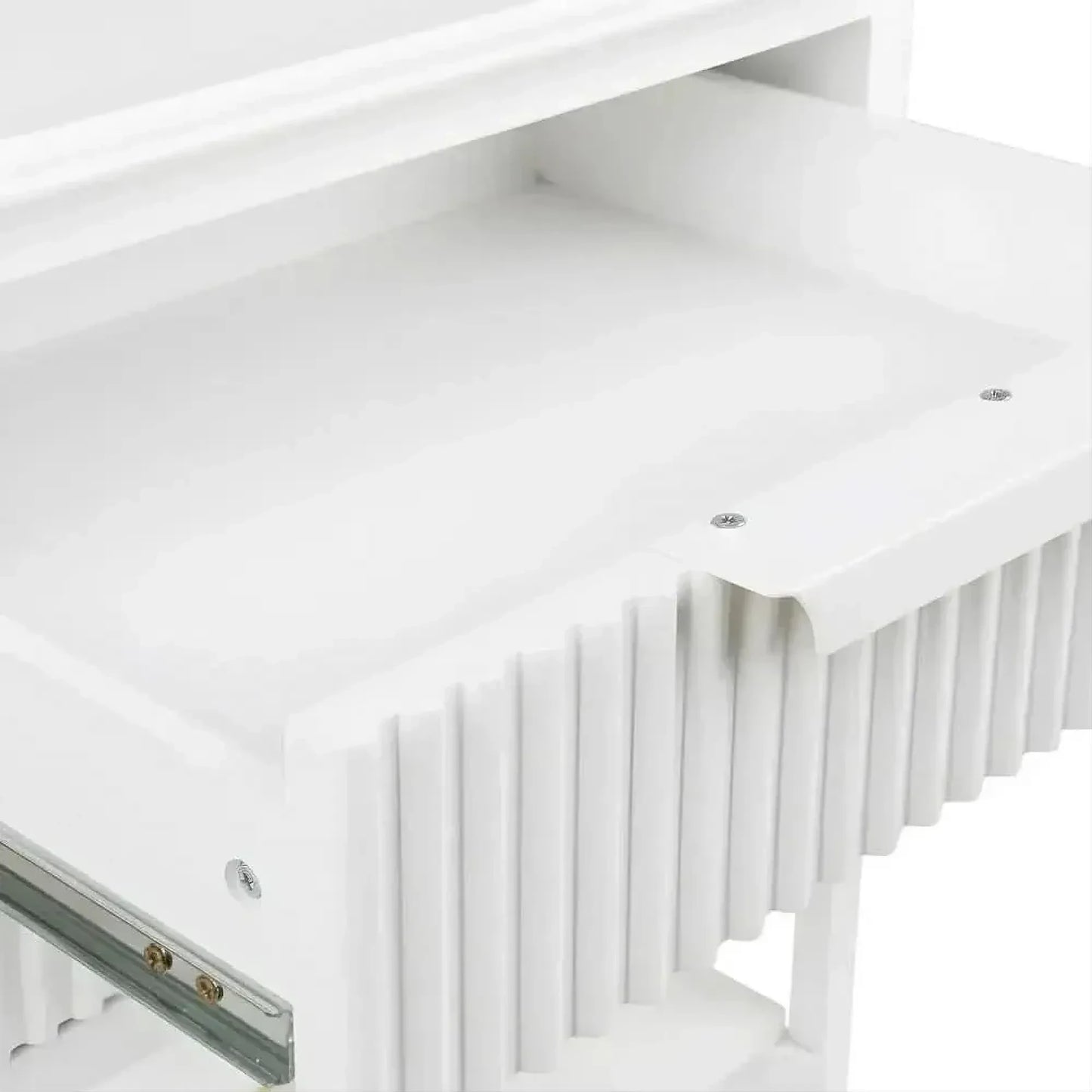Moretti 2-Drawer Bedside Table Small in Satin White - Chocolate Wood