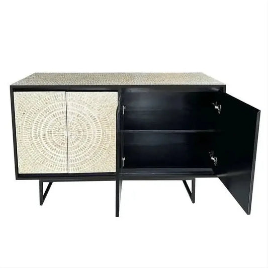 VANYA MOTHER OF PEARL HAND INLAY 2-DOOR 4-SHELF SIDEBOARD/BUFFET - MyChocolateWood