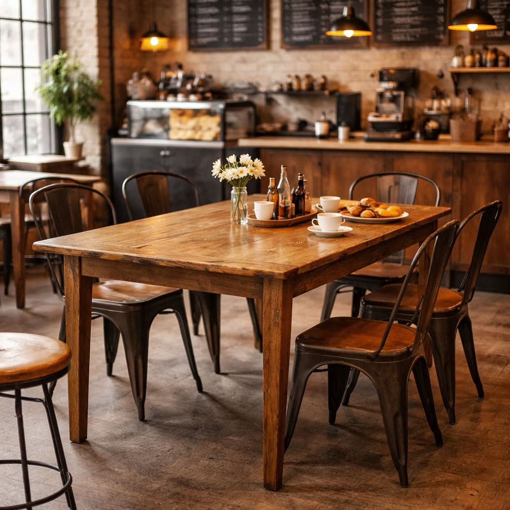 LINDI RUSTIC COUNTRY DINING TABLE RECYCLED ELM WOOD TIMBER FARMHOUSE 150CM IN HONEY - MyChocolateWood