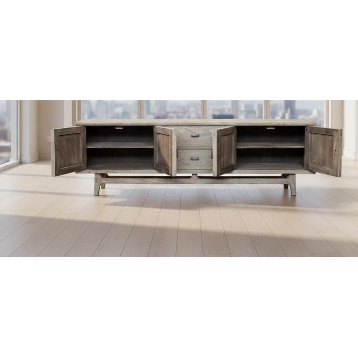 Nevana Recycled Elm 4-Door 2-Drawer TV Unit 195cm - Chocolate Wood