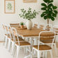 JOSHI RUSTIC ARMLESS SIDE CHAIR WHITE STEEL FRAME WITH MANGO WOOD SEAT & SUPPORTS - MyChocolateWood