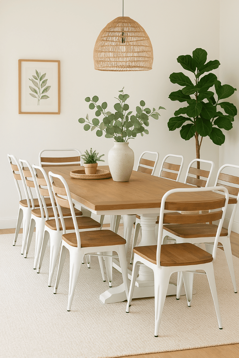JOSHI RUSTIC ARMLESS SIDE CHAIR WHITE STEEL FRAME WITH MANGO WOOD SEAT & SUPPORTS - MyChocolateWood