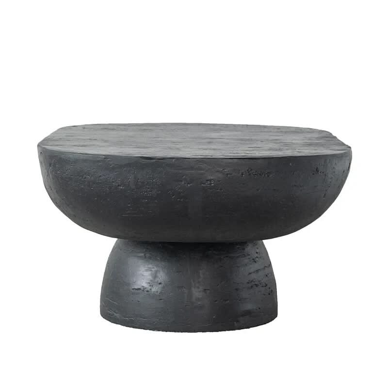 BARDOT OVAL CEMENT COFFEE TABLE BLACK - MyChocolateWood