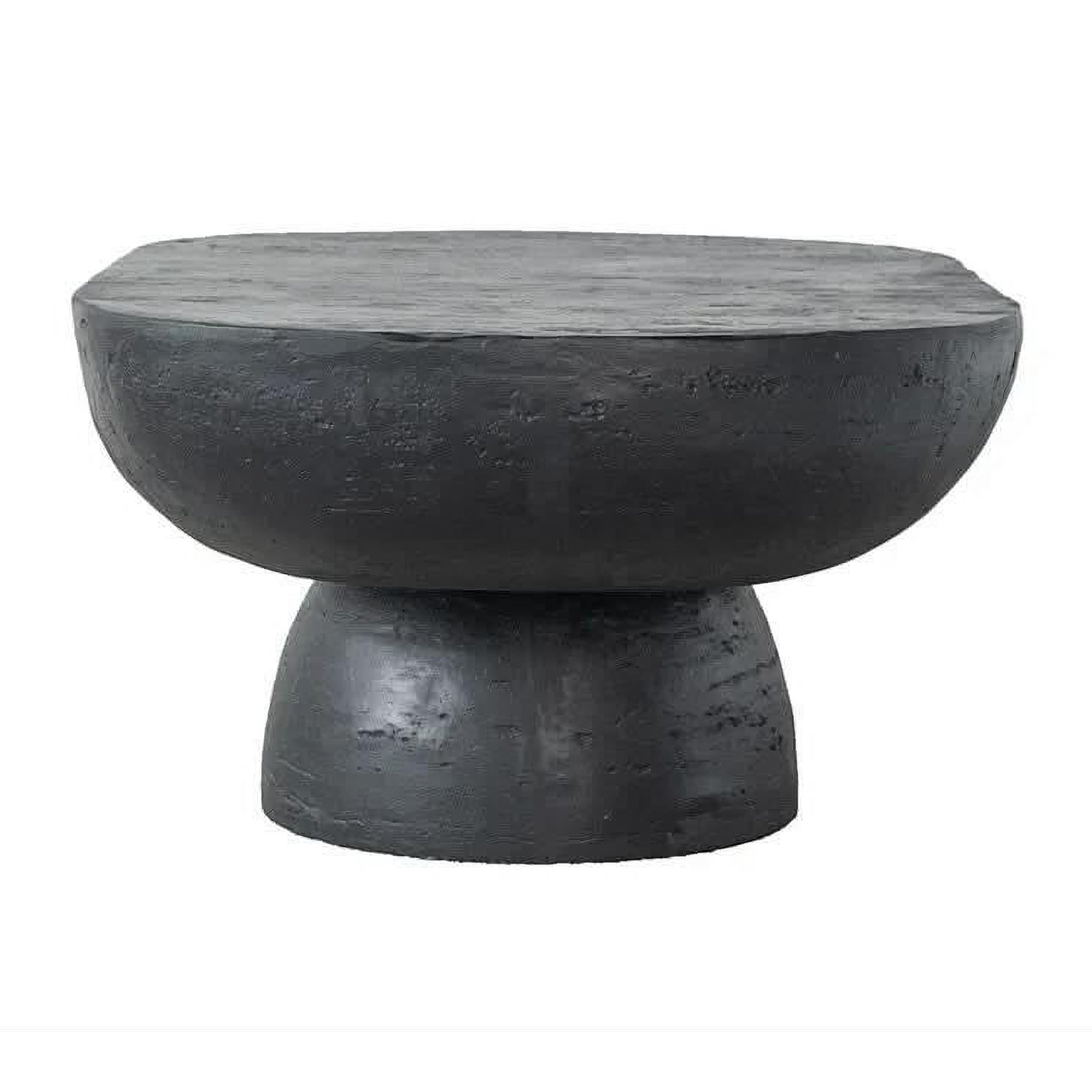 Bardot Oval Cement Coffee Table in Black - Chocolate Wood