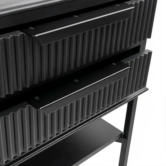 MORETTI 2-DRAWER BEDSIDE TABLE SATIN BLACK SMALL