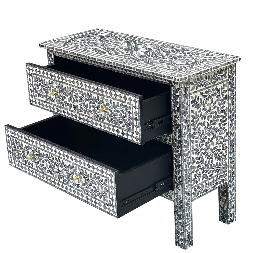 PRAIRIE MOTHER OF PEARL HAND MADE SWIRL CHEST OF 2 DRAWERS - MyChocolateWood