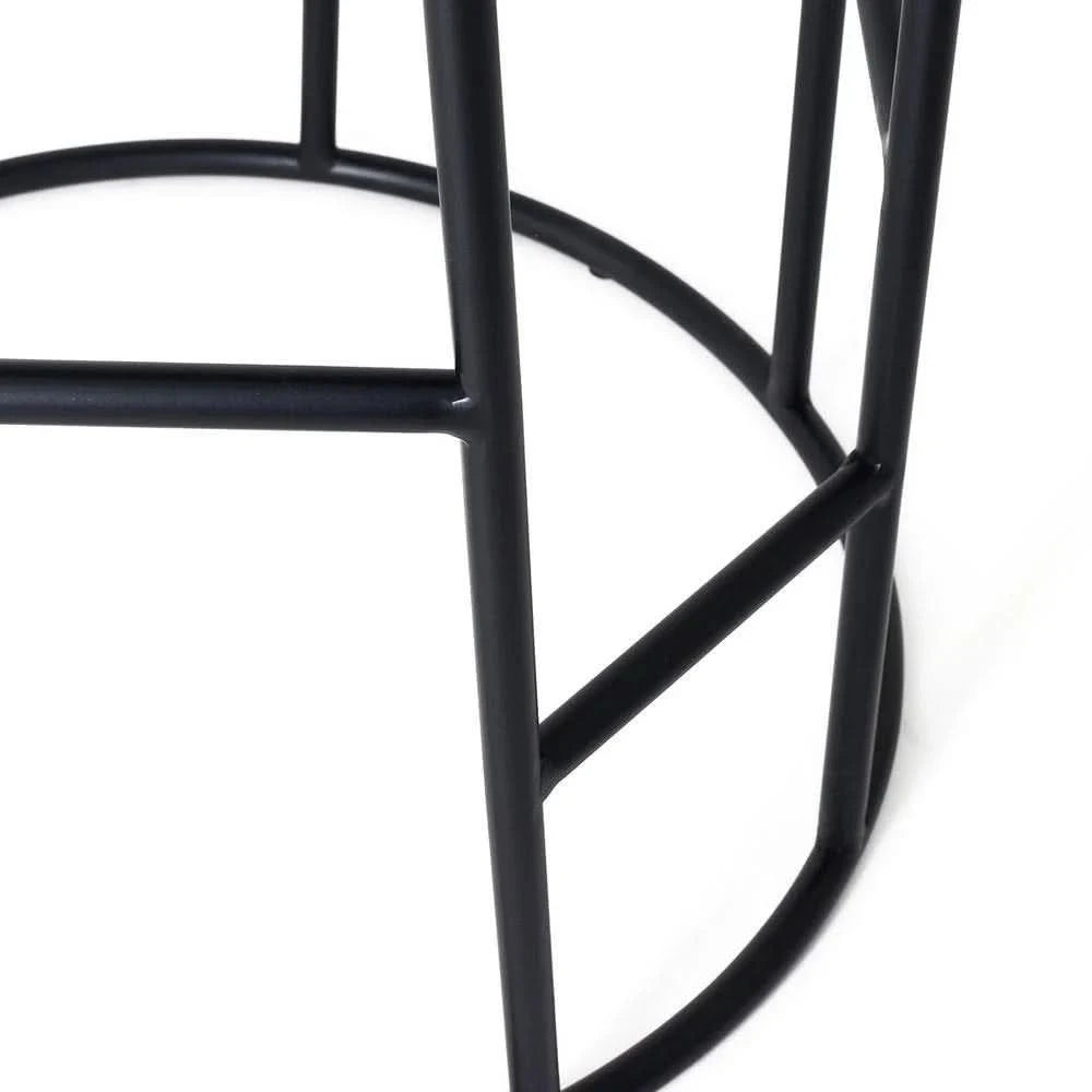 JACE BLACK STEEL BAR STOOL - BLACK LINEN - MyChocolateWood