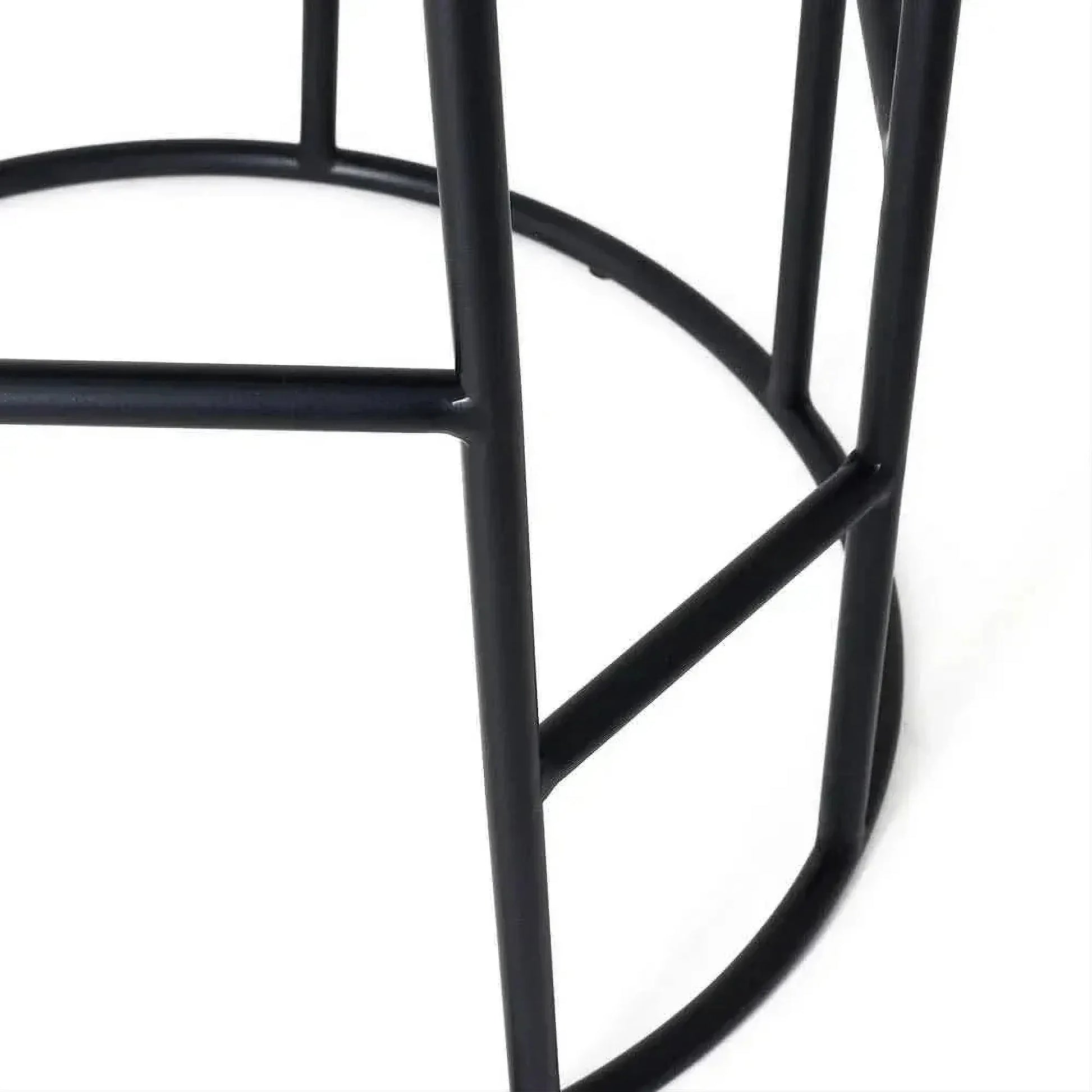 Jace Black Steel Bar Stool with Black Linen - Chocolate Wood