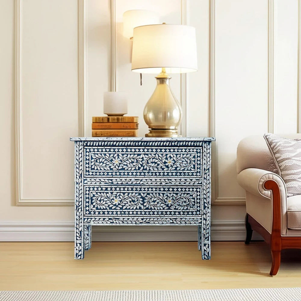 RADIANCE MOTHER OF PEARL HAND MADE SWIRL CHEST OF 2 DRAWERS - MyChocolateWood