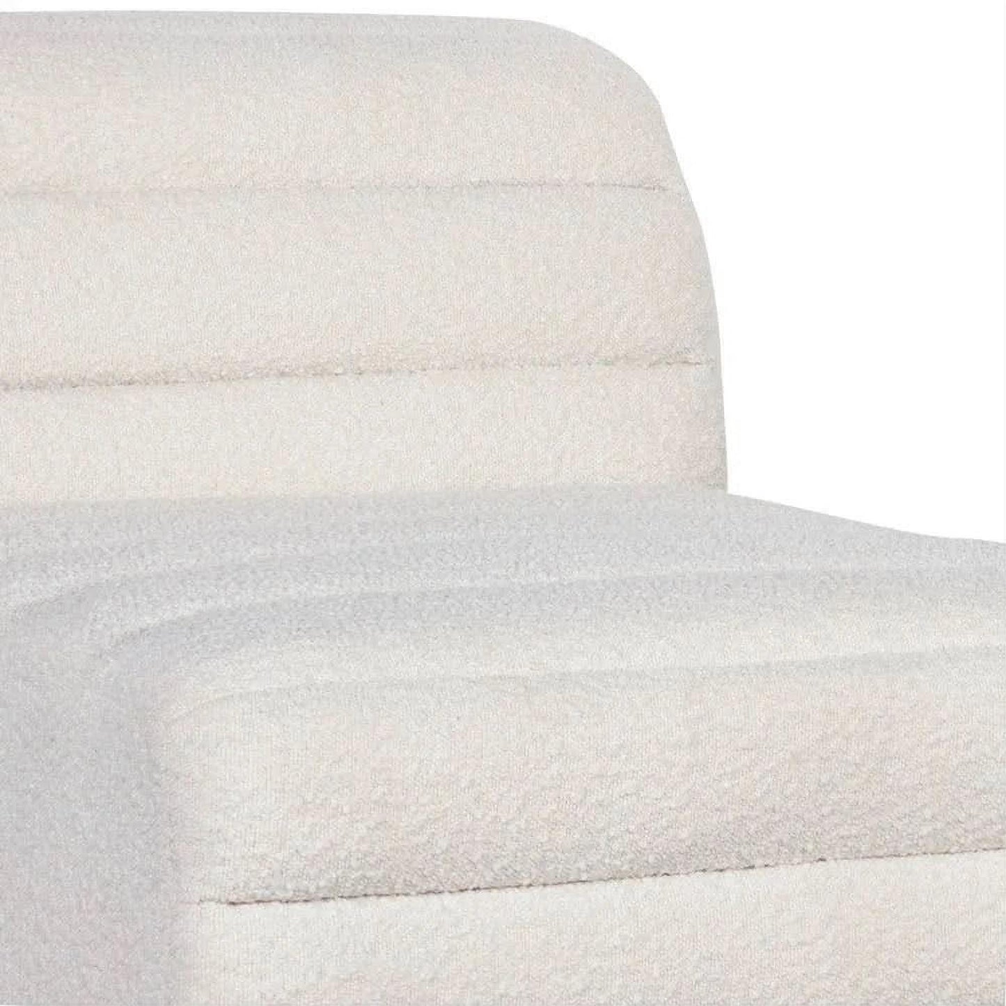 Meredith Boucle Occasional Chair in White - Chocolate Wood