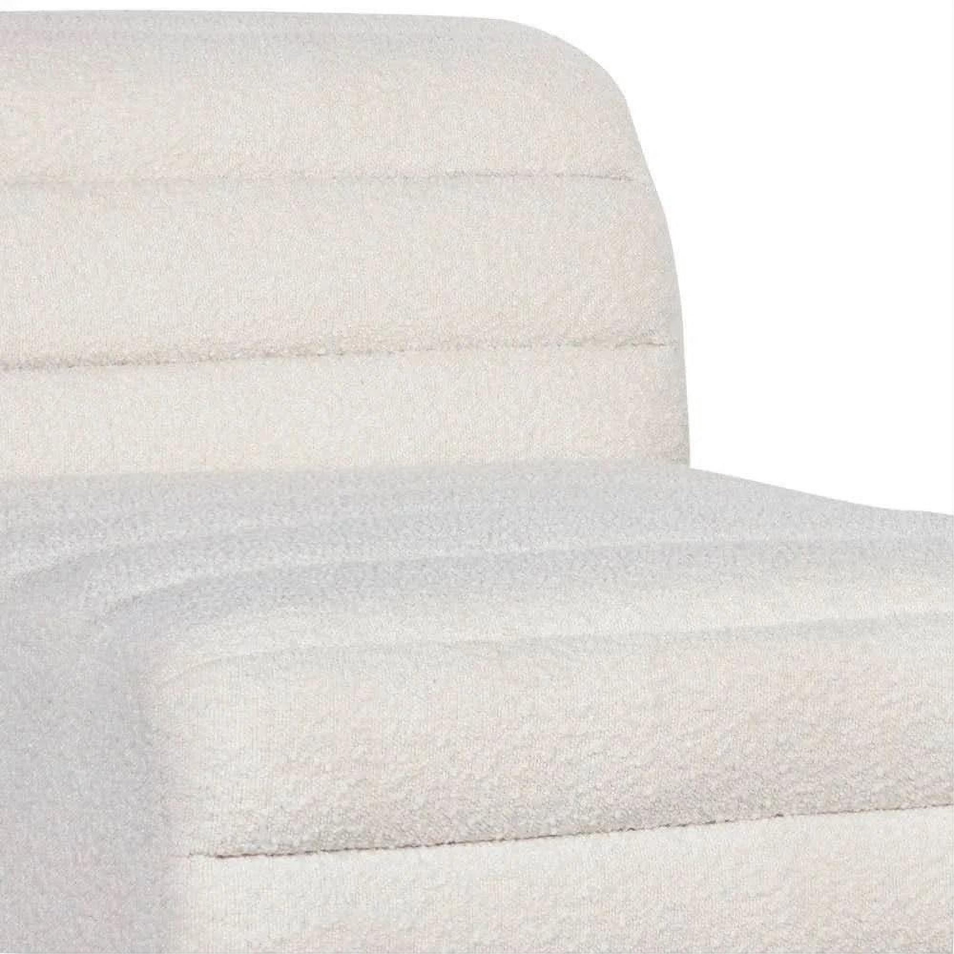 Meredith Boucle Occasional Chair in White - Chocolate Wood