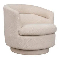BRYNN  SWIVEL BOUCLE ARMCHAIR WHITE - MyChocolateWood