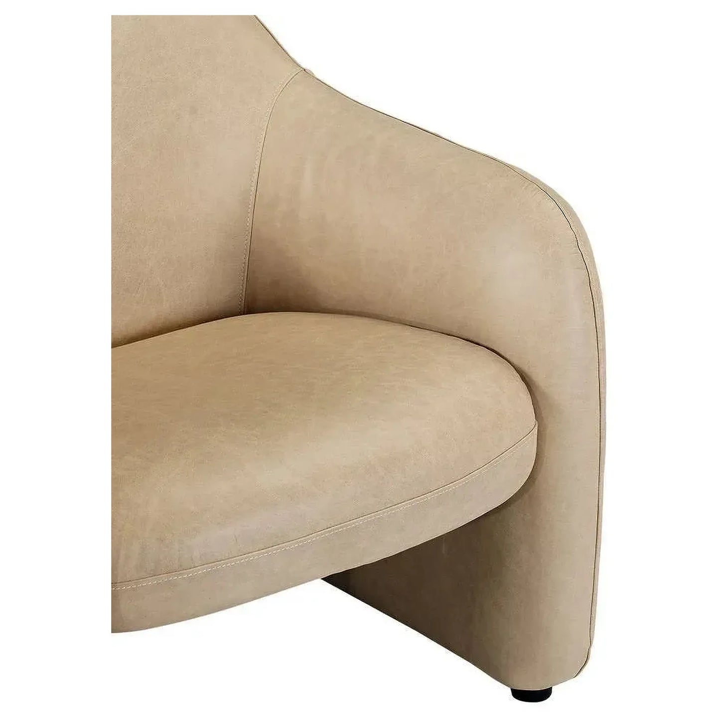 Anders Top Grain Cow Leather Armchair in Cappuccino Cream - Chocolate Wood