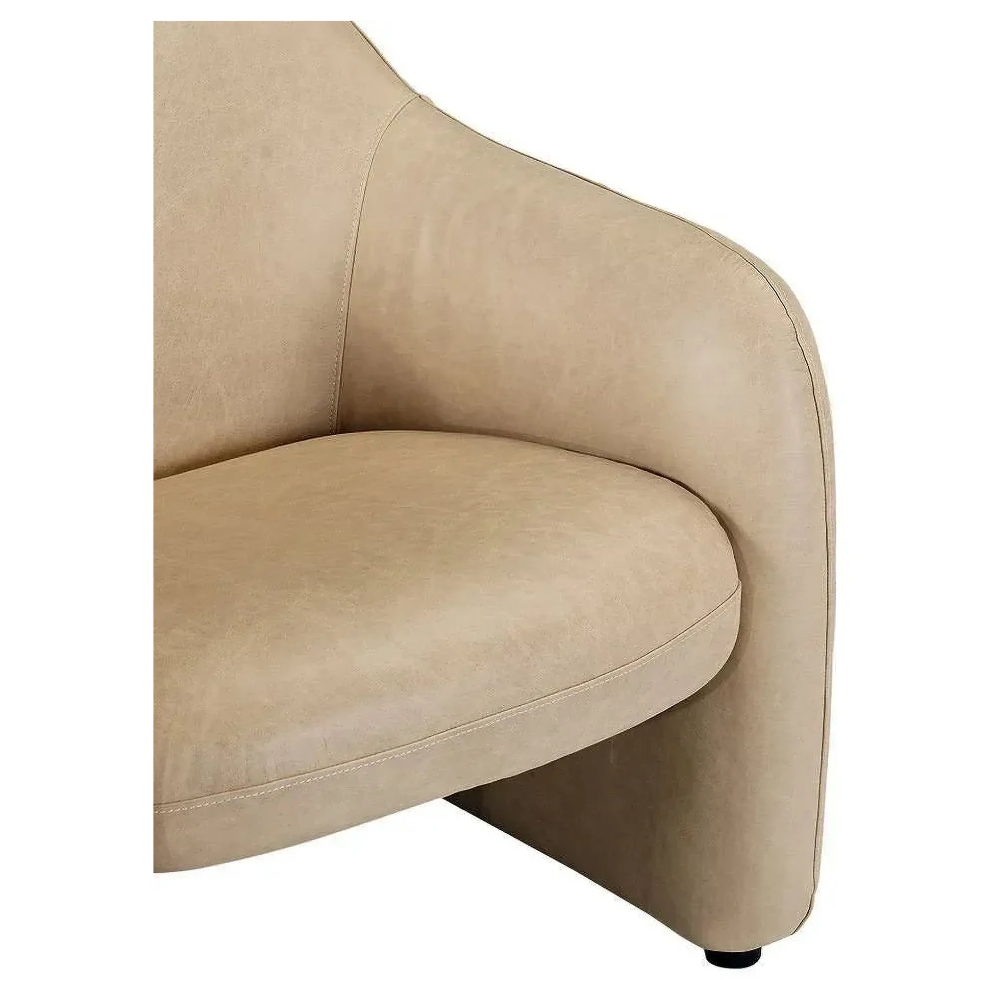 Anders Top Grain Cow Leather Armchair in Cappuccino Cream - Chocolate Wood
