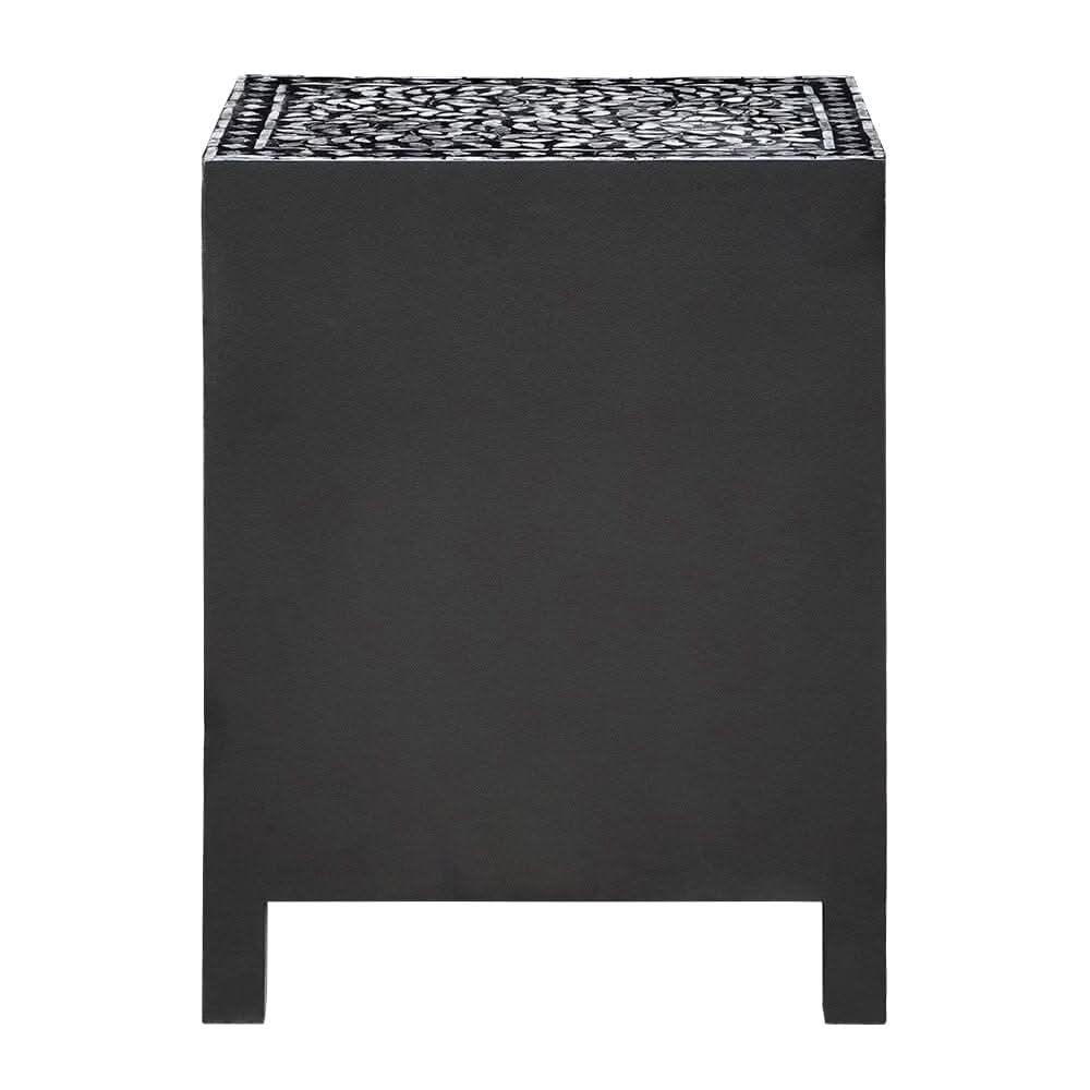 TABITHA MOTHER OF PEARL NOIR BEDSIDE TABLE 1 DRAWER/1CUPBOARD - MyChocolateWood