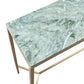 Melina Console Table in Dusty Jade Marble with Gold Stainless Steel - Chocolate Wood