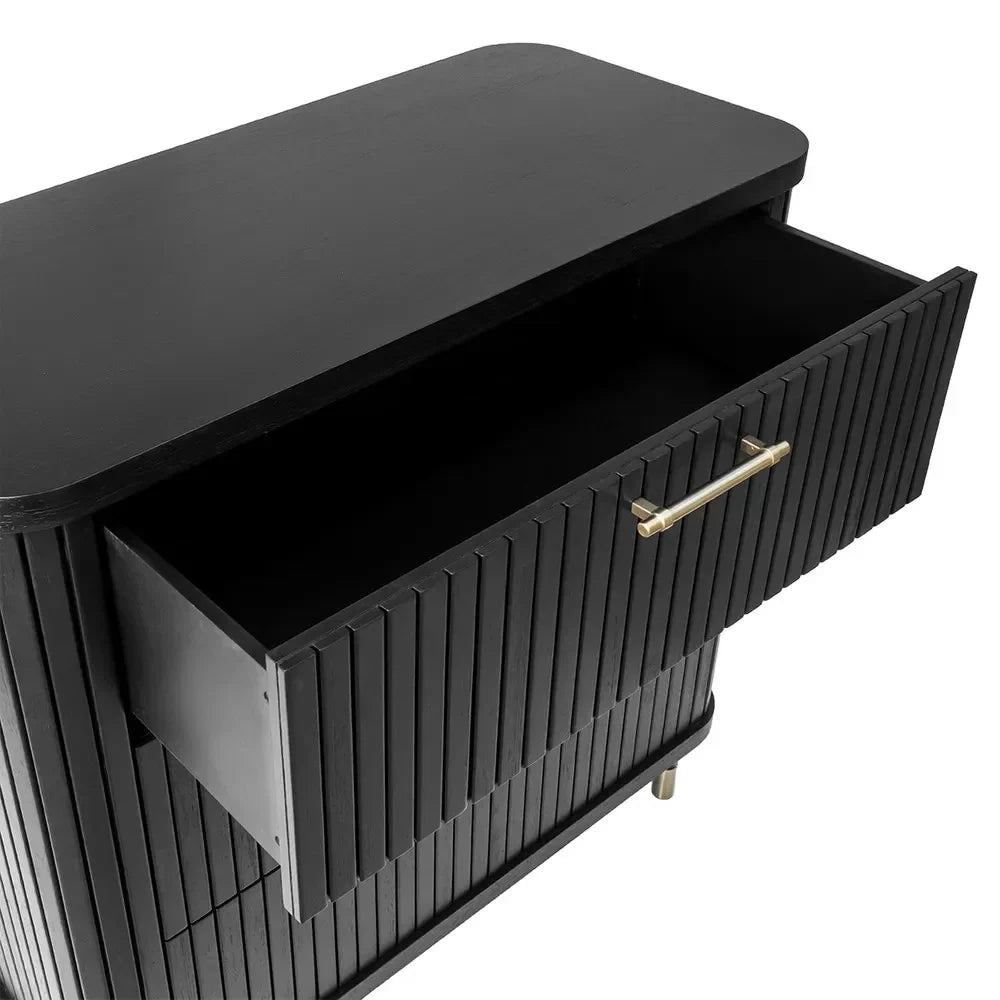 Pembroke Oak 3-Drawer Chest of Drawers in Black - Chocolate Wood
