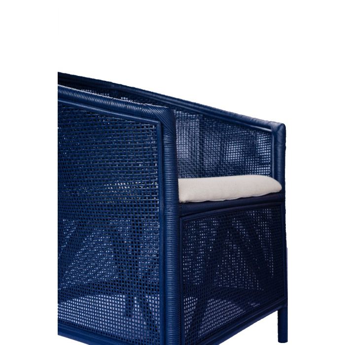 SHERIDAN RATTAN ARMCHAIR ACCENT CHAIR/ LOUNGE CHAIR DEEP BLUE - MyChocolateWood